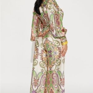 Fashion Nova Paisley Print Jumpsuit in Green and Pink